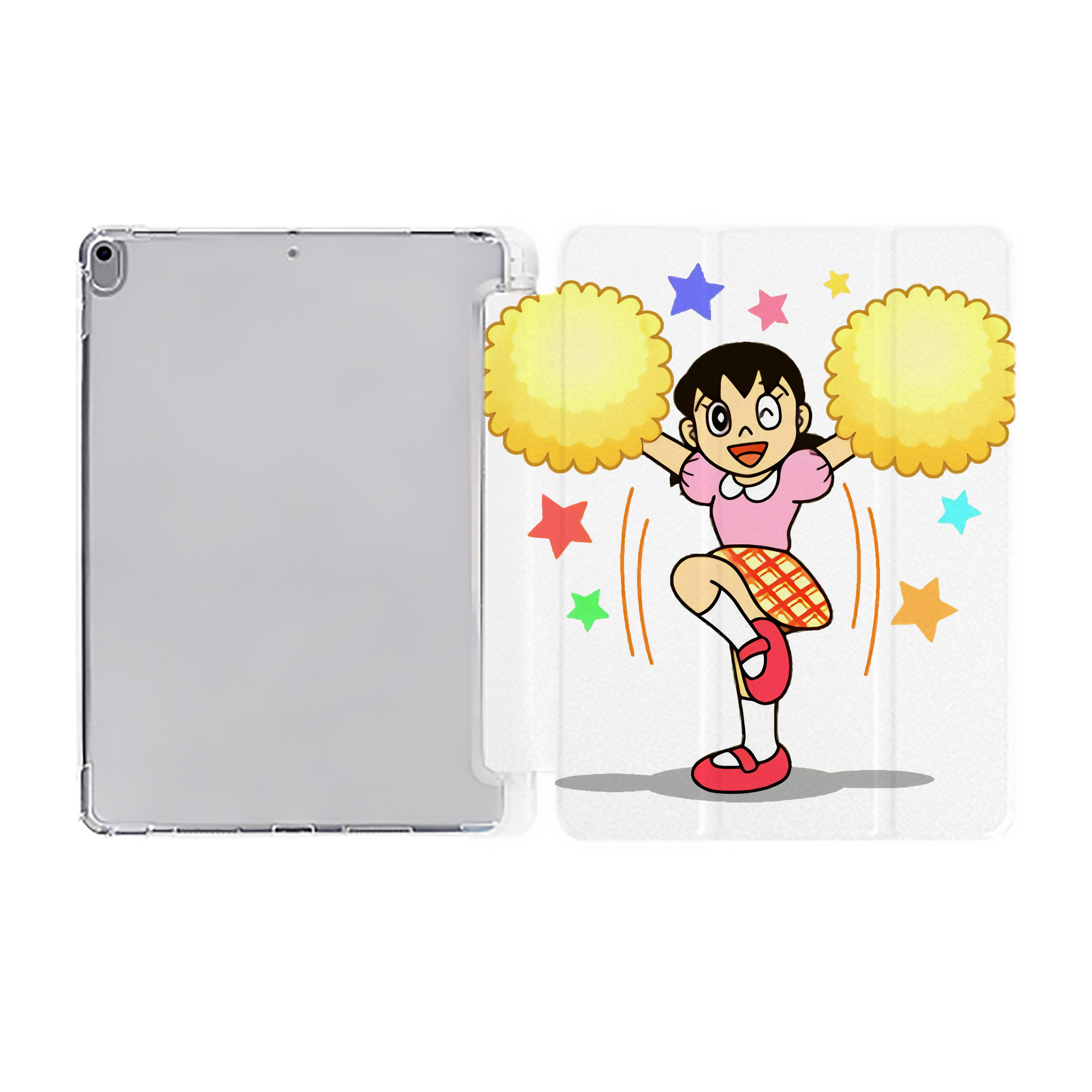 （画像用） ドラえもん みなもと しずか Doraemon Shizuka Minamoto IPad ケース ペン収納付き 三つ折りスタンド PUレザー×シリコン 対応機種9.5/10.5/10.9インチ